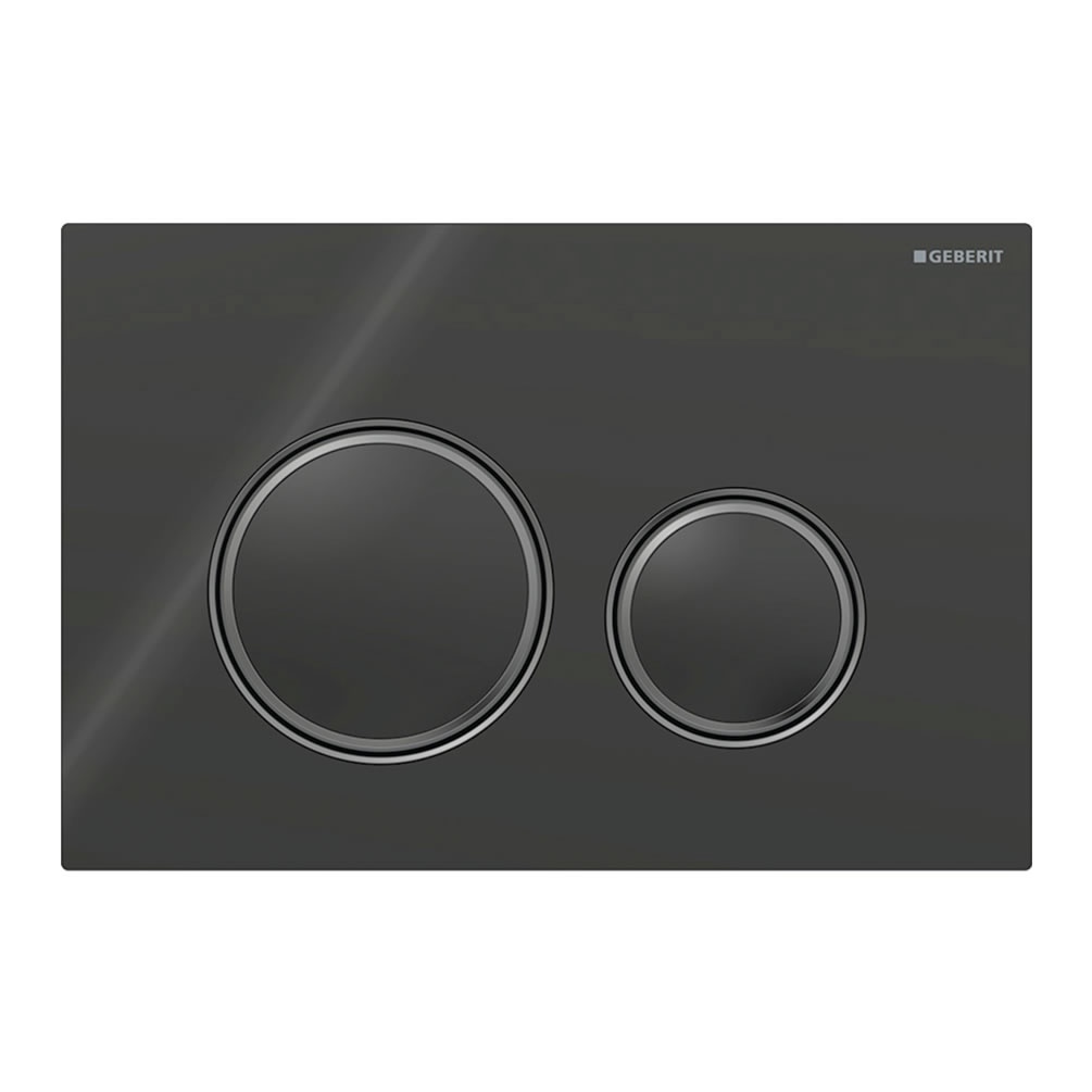 Cutout image of Geberit Sigma50 Round Black Glass / Black Chrome Dual Flush Plate